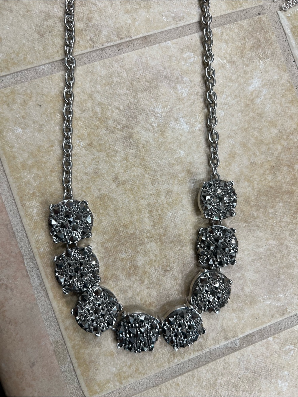 Lane Bryant Silver-Tone Marcasite Cluster Necklace